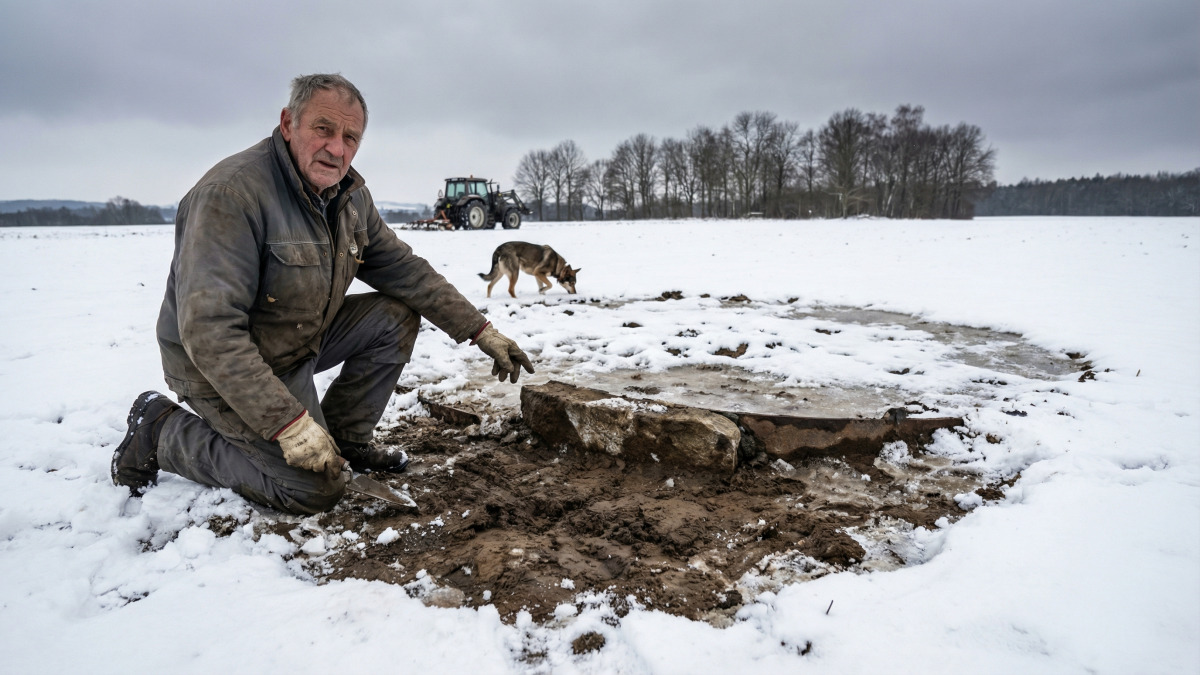 Ein Landwirt in der Nähe von Leipzig bemerkt eine Stelle, an der der Schnee nie schmilzt: Die Ausgrabung enthüllt eine vergrabene Struktur