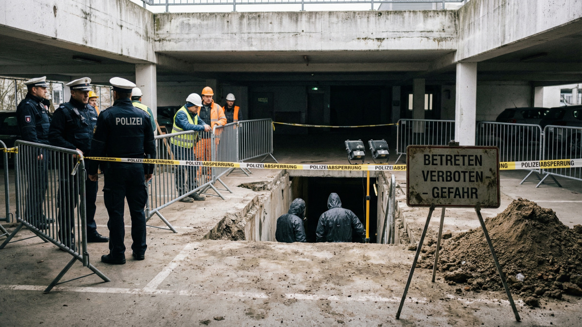 Nahe Stuttgart durchbohren Arbeiter ein Parkhaus und legen einen intakten Bunker frei: Das Gelände wird sofort beschlagnahmt