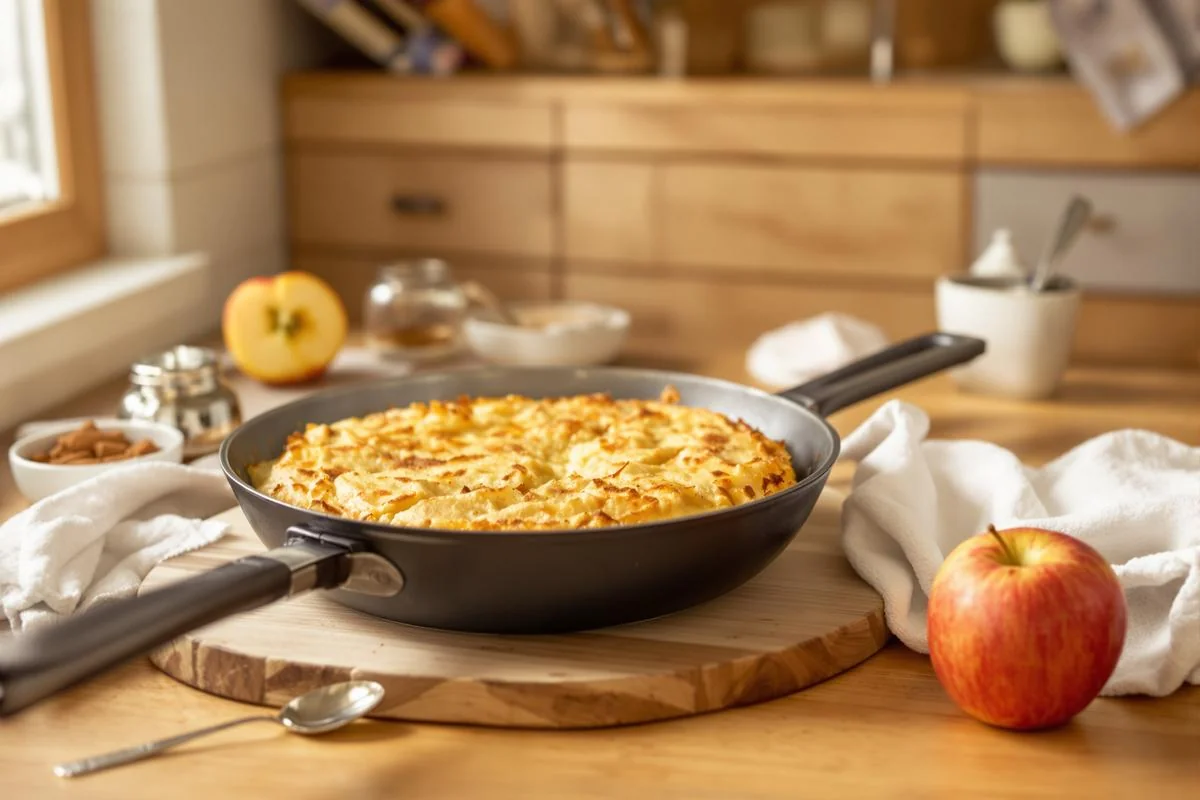 Dieser Apfelkuchen, in 15 Min. in der Pfanne fertig, wird Sie wieder mit dem Dessert versöhnen!