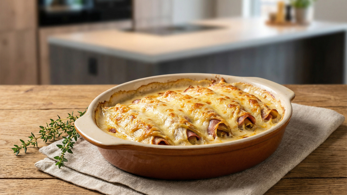 „Mein leichtes Rezept für überbackene Chicorée-Schinken-Röllchen“: ein einfaches, zartschmelzendes und wohltuendes Gericht